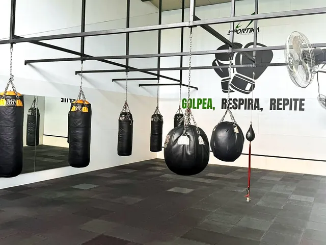 Zona de box con costales y peras