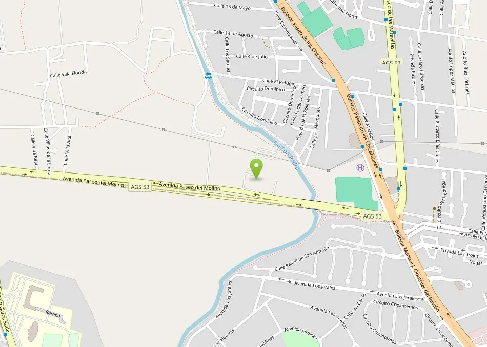 Mapa de la zona de Club Sportika sobre Av. Paseo del Molino